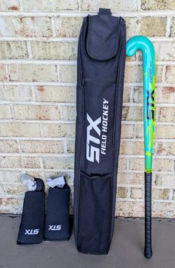 STX 36" field hockey stick, carry bag, and pads
