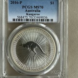 2016 1oz PCGS MS70 AUSTRALIA KANGAROO SILVER COIN 