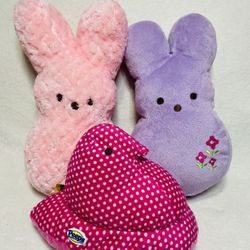 Easter Just Born Peeps Pretty Pink Plush Lot Bunnies Peep Chick