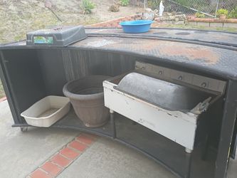 Mobile bar - steel, on wheel ice bin with drain
