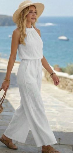 Casual White Jumpsuit