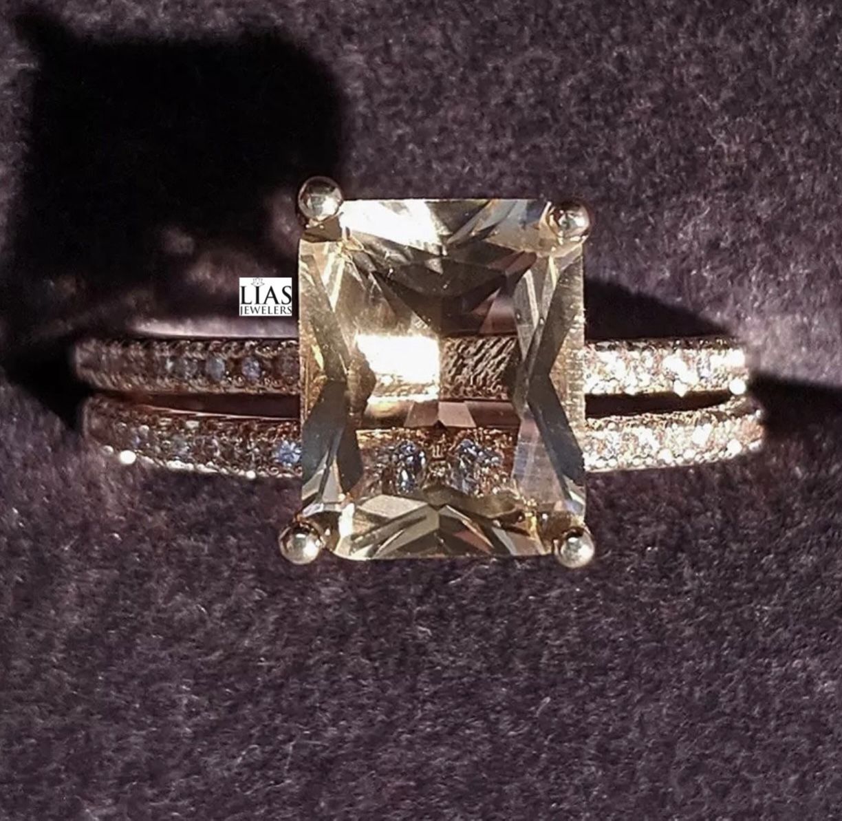 New 18k Rose Gold Wedding Ring Set
