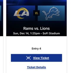 Rams Vs Lions FRONT ROW 