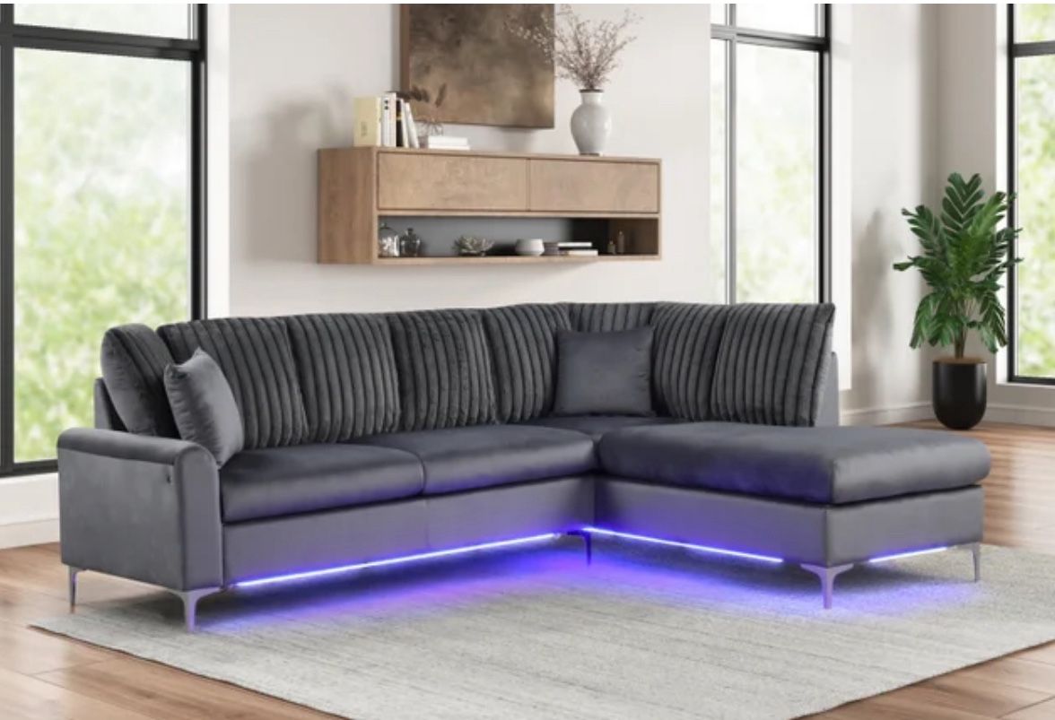 Candy Charcoal - Sectional And LED