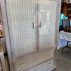 Wicker Style Tall Armoire/ Dresser