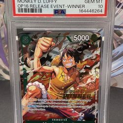 One Piece Monkey D. Luffy Promo P-135 Time Of Battle Release Event Winner PSA 10