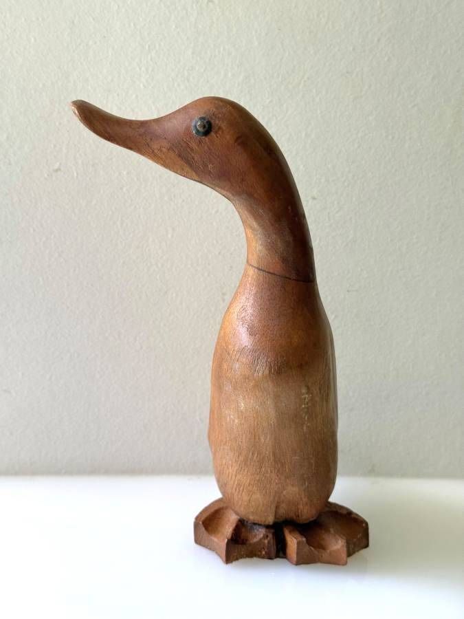 Vintage Carved Wood Duck Decor