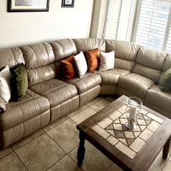 Tan Leather Couch 