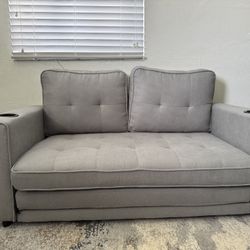 3-in-1 Convertible Sofa Bed – Light Gray | Like New! 