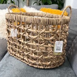Natural Woven Basket with Handles – New