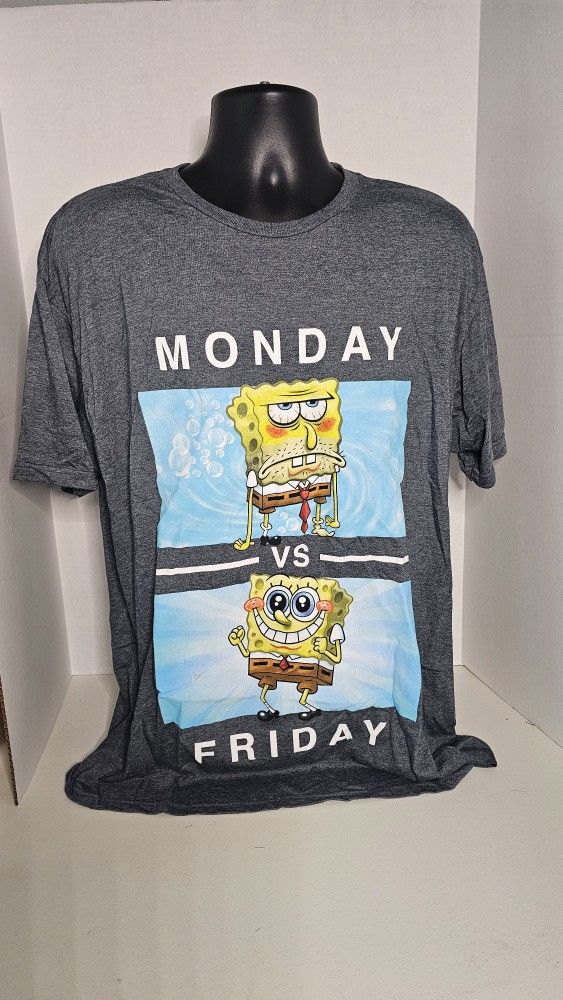 Nickelodeon SpongeBob Monday/Friday Vibes Graphic Tee Mens XL 