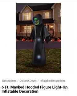 NEW 6FT MASKED HOODED FIGURE LIGHT UP INFLATABLE DECOR