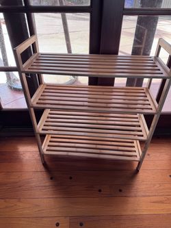 4-Tier Bamboo Slatted Storage Shelf Shoe Rack