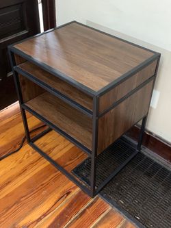 Industrial Modern Side Table - Reclaimed Barnwood