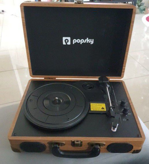 POPSKY Record Player, 3-Speed Vintage Style Turntable, Bluetooth Record Player