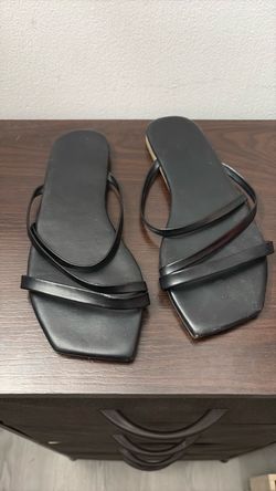 Black Strappy Flat Slide Sandals