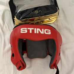 Sting Open Face Headgear - Red Size Medium