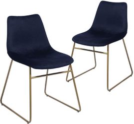 Set of 2 Elegant Velvet Chairs with Gold Metal Legs