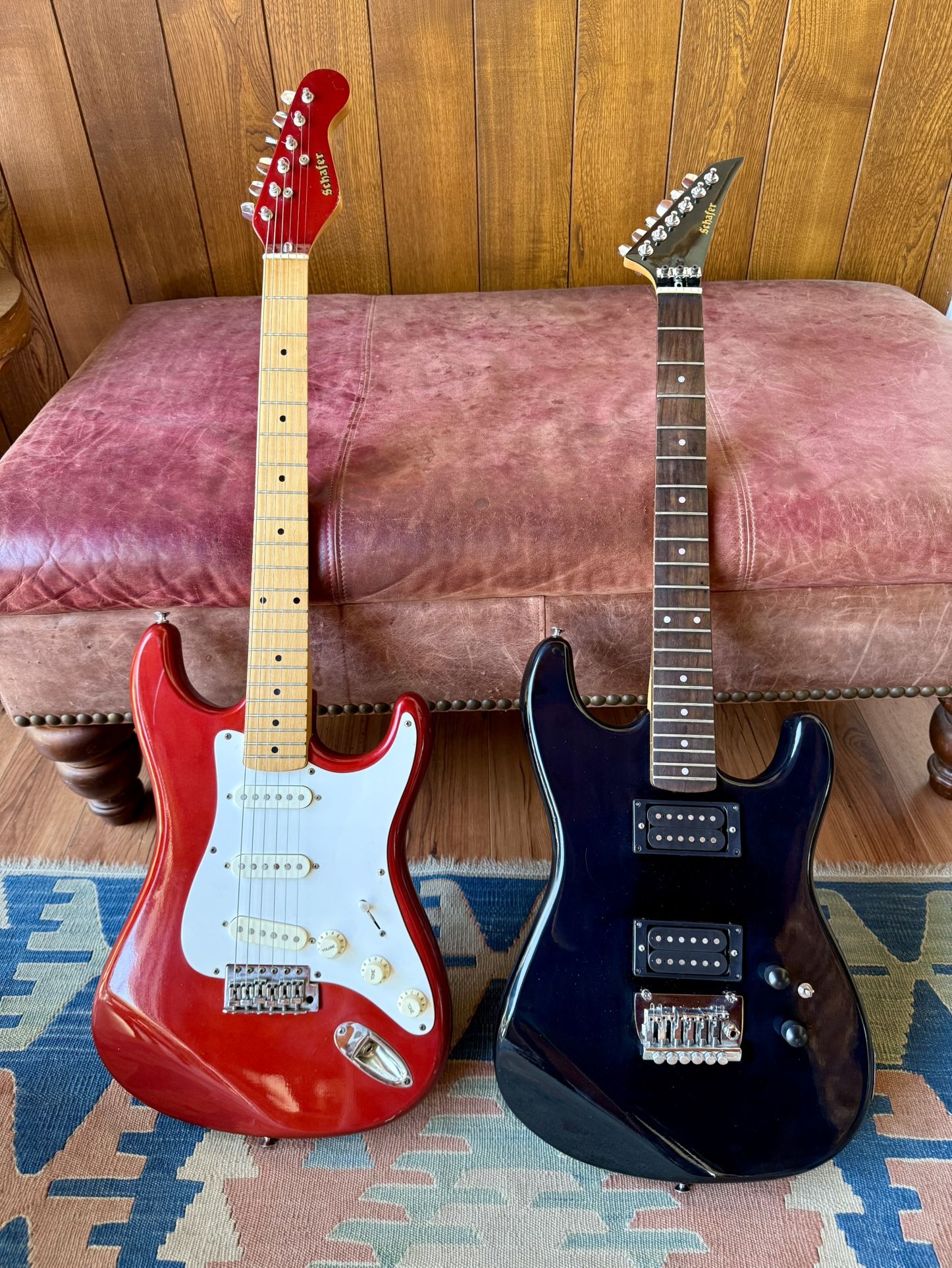 Pair of Schafer Stratocaster Vintage Electric Guitars