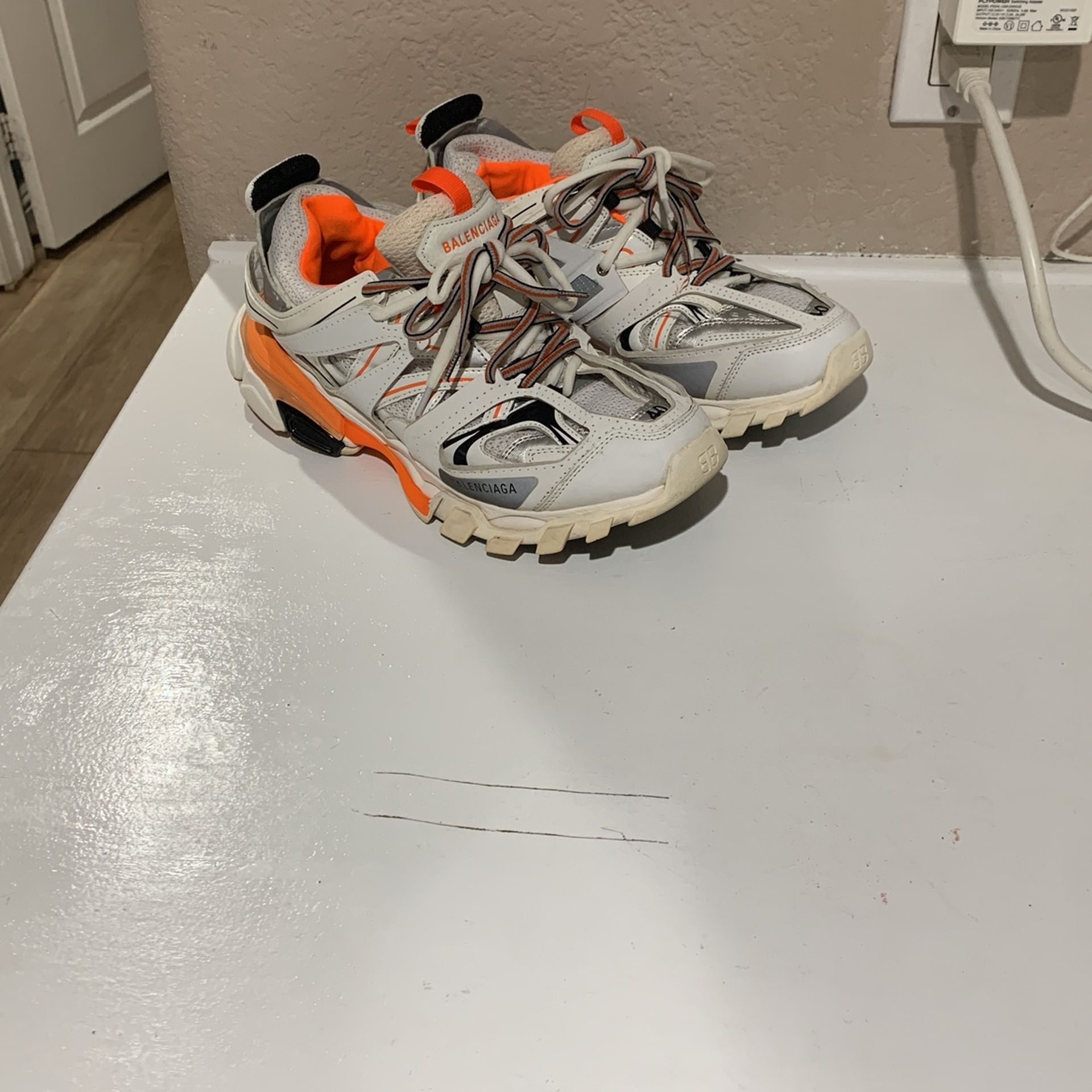 Balenciaga Track Sneaker in white and orange mesh and nylon,All Products : American Fashion Style Bags On Sale