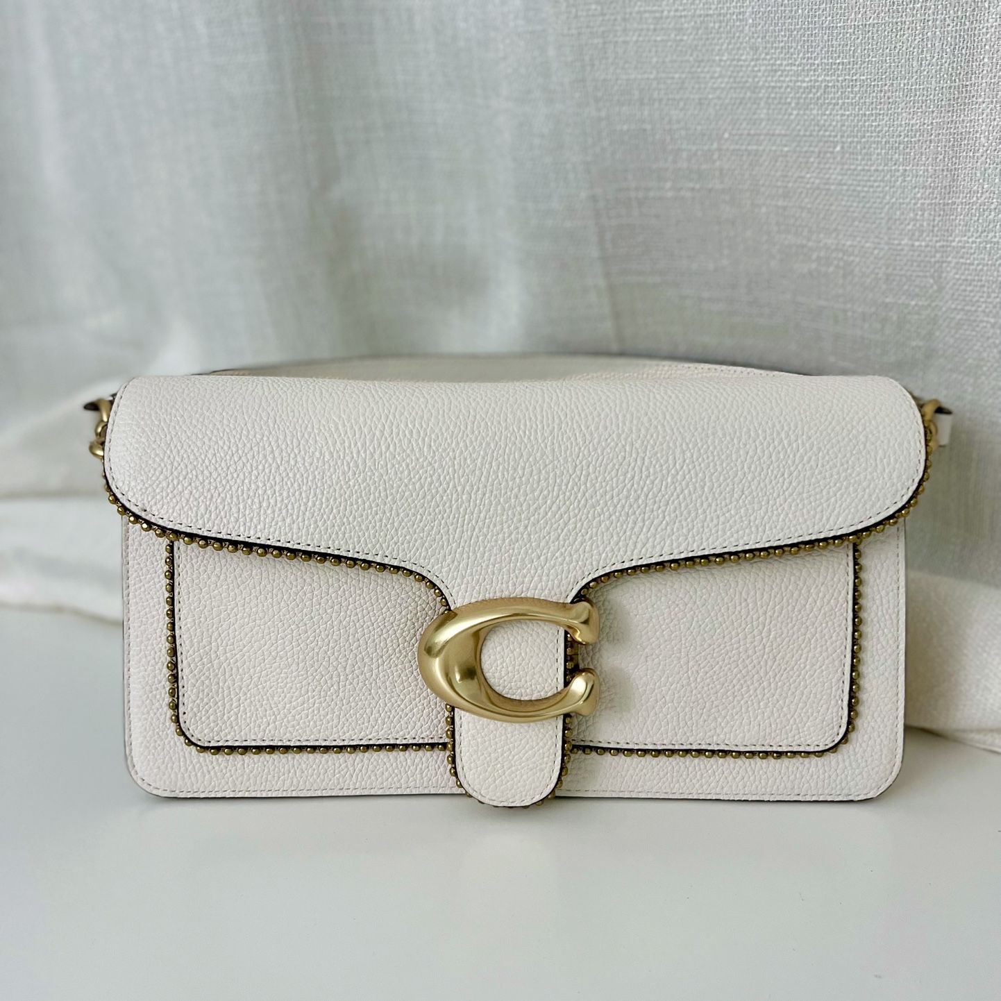 Coach Tabby Shoulder Bag 26 Beadchain Chalk in Leather with Gold