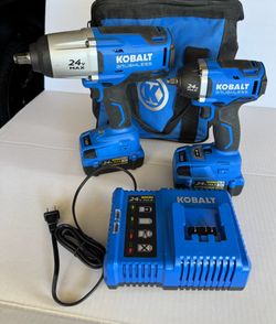 Kobalt 24V Brushless Impact Wrench & Driver Set + 2 Batteries