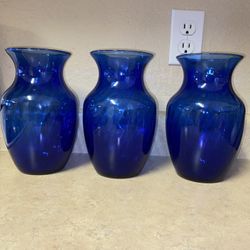 Spiral Cobalt Blue Glass Vases