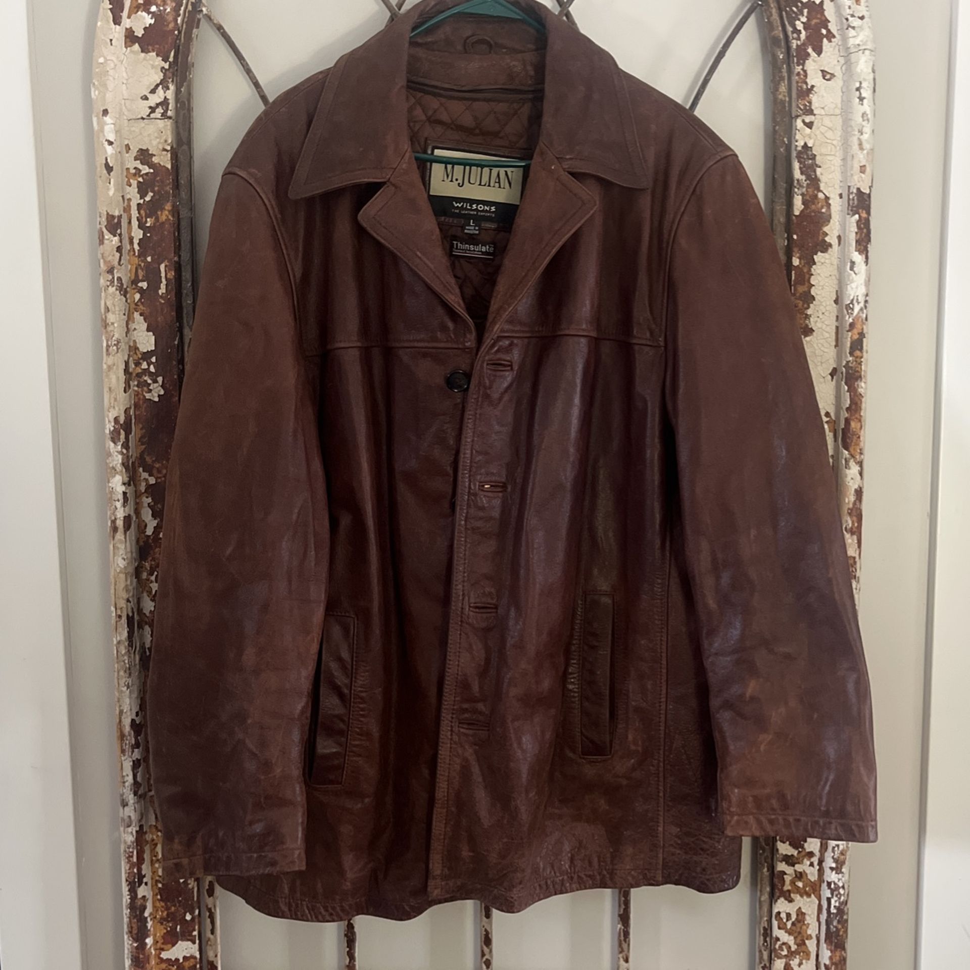 Men’s Brown Leather Coat With Removable Liner