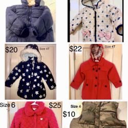 GIRLS & BOYS TODDLER JACKETS Size & Price Listed on Photo-$10 & up -IN 77064 AREA CODE 