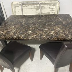 Table With Leather Chairs 