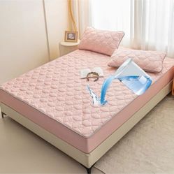 “New”king Sz Mattress(3 Piece Protector)13.7” Deep Pocket(pink)(78” X 80”)