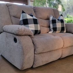 Ashley Dual-reclining Loveseat - Light brown (DELIVERY AVAILABLE)