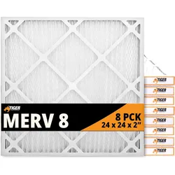 24x24x2 Air Filter MERV 8 MPR 600-800, (Pack of 8)