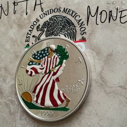 AMAZING COLORED 8 OUNCES  SILVER  PROOF AMERICAN EAGLE 