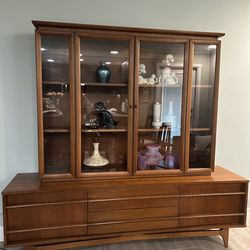 Vintage Mid Century Modern Walnut China Cabinet 1960s Young MFG MCM