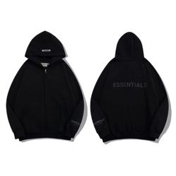 Jet Black Essentials Pullover Hoodie Size Medium