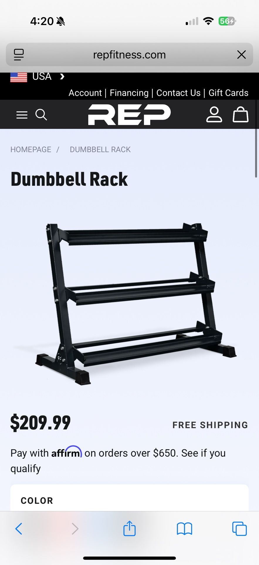 Rep Fitness Dumbbell Rack