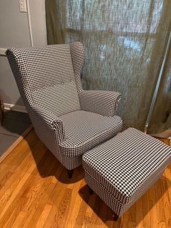 IKEA Wingback Armchair with Ottoman