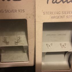 Sterling Silver 925 Butterfly Earrings..4 Pairs Of Assorted Earrings,By I am 