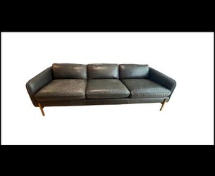 CB2 Hoxton Black Leather Sofa – Excellent Condition – Originally $3,000