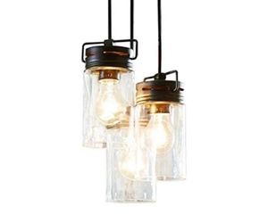 Valleymede 3 Light Aged Bronze Farmhouse Jar Style Small Hanging Pendant Light New, Open Box
