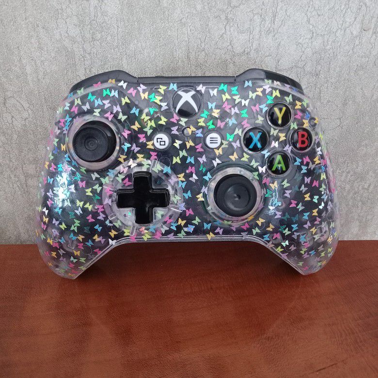 Xbox One Controller Cover Faceplate Custom Handpainted With Butterfly Glitter New