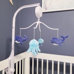 Bedtime Originals Ocean Sea Life Musical Baby Infant Crib Music Mobile Plush Toy Whale Octopus