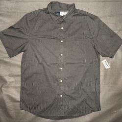 NWT Old Navy Polka Dot Gray Button Up Medium