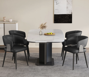 BRAND NEW In Box - Mid-Century Modern Black Leather Dining Chairs (Set of 4)