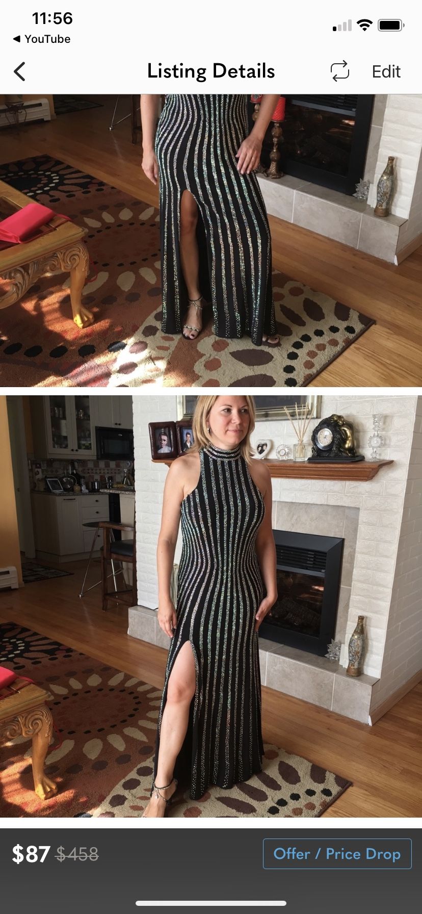 Women Dress Evening Black With Sparkling