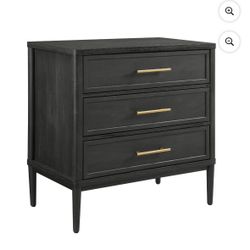 Better Homes & Gardens Oaklee 3 Drawer Nightstand with USB, Charcoal Finish