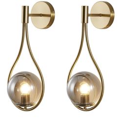  Modern Glass Wall Lamp Gold 
