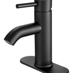 VOTON Black Bathroom Faucet Single Handle Matte Black Bathroom Sink Faucet Rv Lavatory Vessel Faucet for Bathroom Faucet 1 or 3 Hole with Deck Plate