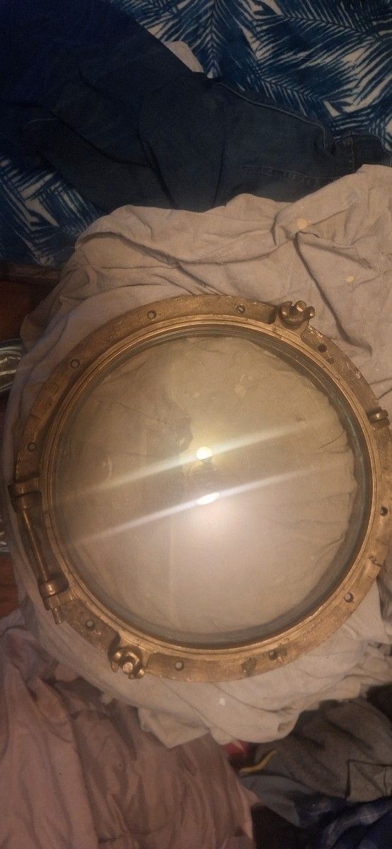 *RARE◇ANTIQUE* SOLID BRASS PORTHOLE MARITIME SHIP WINDOW
